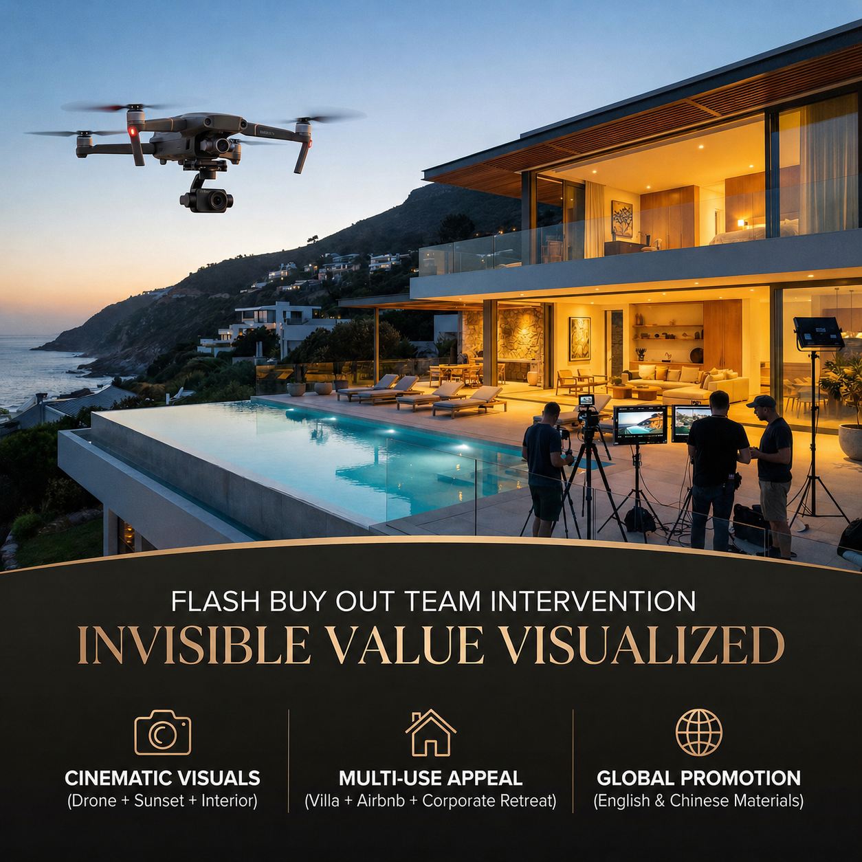 Karirukikaku property videography production crew with drone